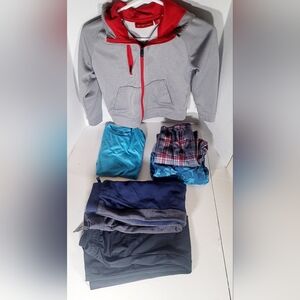 Lot of Boys Sweatpants & CCM Zip Up Jacket, Pj Bottoms, Teeshirt. Size Small.